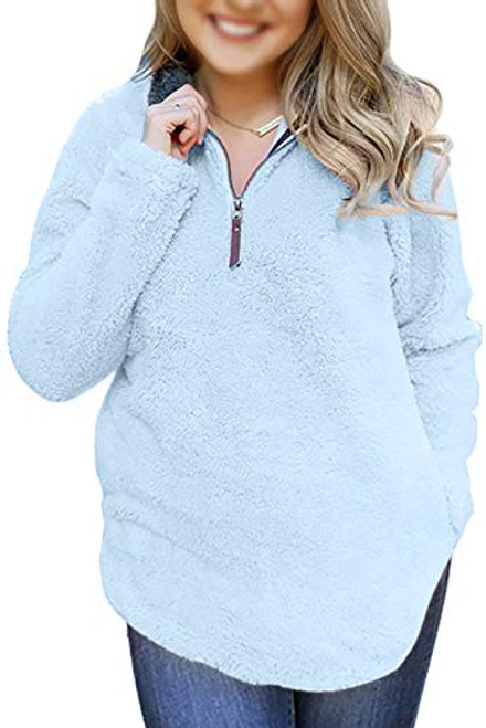 Alelly Womens Zipper Sherpa Pullover Soft Fuzzy Fleece Sweatshirt Jacket Sweater Winter Coat Alelly Womens Zipper Sherpa Pullover Soft Fuzzy Fleece Sweatshirt Jacket Sweater Winter Coat