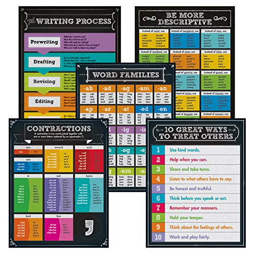 Carson-Dellosa Chalkboard Writing Chart Set, 5 Charts