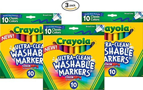 Crayola Ultraclean Broadline Classic Washable Markers 10 Count Pack of 3 Crayola Ultraclean Broadline Classic Washable Markers 10 Count Pack of 3