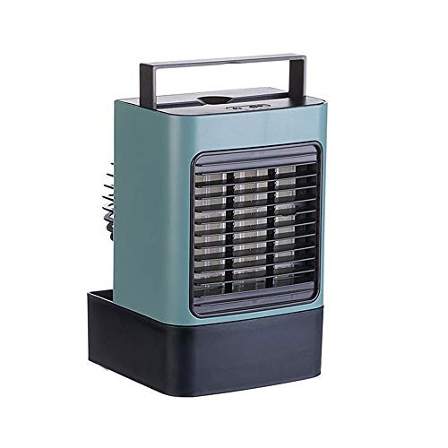 USB Rechargeable Portable Fan with Handle Air Conditioner Fan wAnion Personal Air Cooler Desk Fan Mini Space Evaporation Cooler Table Fan 3 Speeds Misting Fan for Room Home Office Dorm green