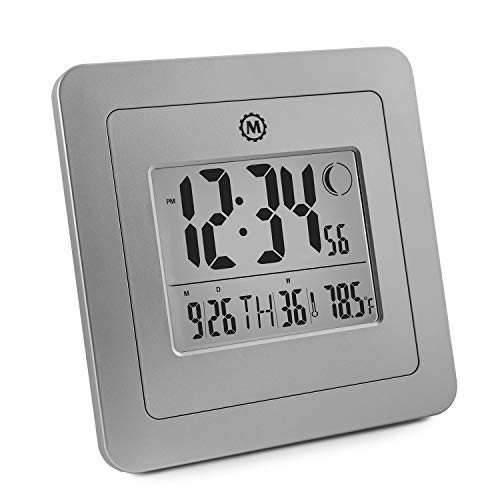 Marathon CL030049GG Digital Wall Clock with 4.5 Inch Large Display, Moon Phase, Date and Indoor Temperature. (Also Functions as a Jumbo Timer!!!) - Batteries Included (Graphite Grey)