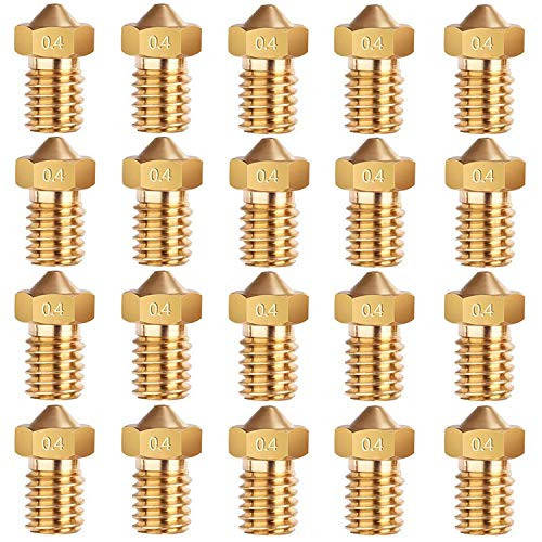 E3D Nozzles ExcelFu M6 04mm Brass Nozzle Extruder Print Head for 175mm Filament E3D V5V6 3D Printer Pack of 20