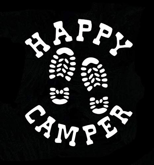 Happy Camper Hiking Boots NOK Decal Vinyl Sticker Cars Trucks Vans Walls LaptopWhite55 x 45 inNOK348 Happy Camper Hiking Boots NOK Decal Vinyl Sticker Cars Trucks Vans Walls LaptopWhite55 x 45 inNOK348