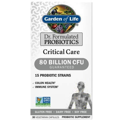 Garden of Life Dr Formulated Probiotics Critical Care 80 Billion 30 Capsules CFU 15 Strains Colon Health and Immune System
