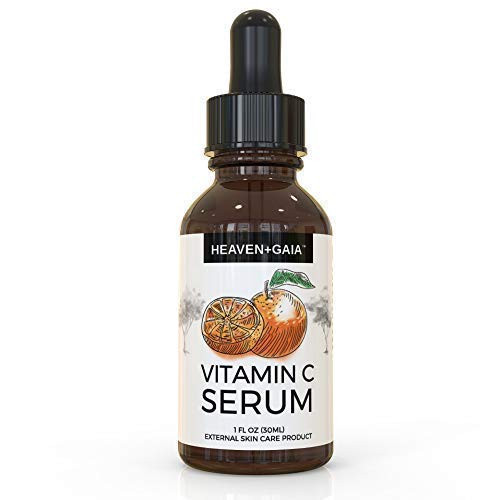 HeavenGaia Vitamin C Face Serum Topical Acne Serum with Hyaluronic Acid and Vitamin E 1 Ounce