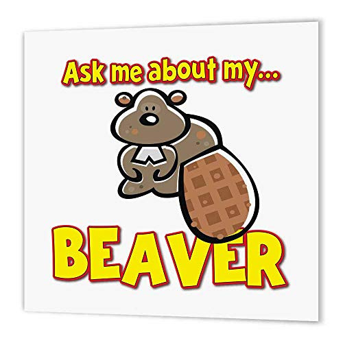 3dRose ht_160897_3 Funny Ask Me About My Beaver Humor Design Iron on Heat Transfer for White Material, 10 by 10"