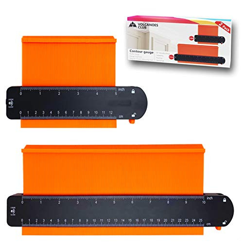 VOLCANOES CLUB Contour Gauge Duplicator with Lock 10in  5in 2 Pack Widen Shape Duplication Profile Tool  Precisely Measuring  Copy Irregular Shape  Welding Woodworking Tracing Tiling Flooring