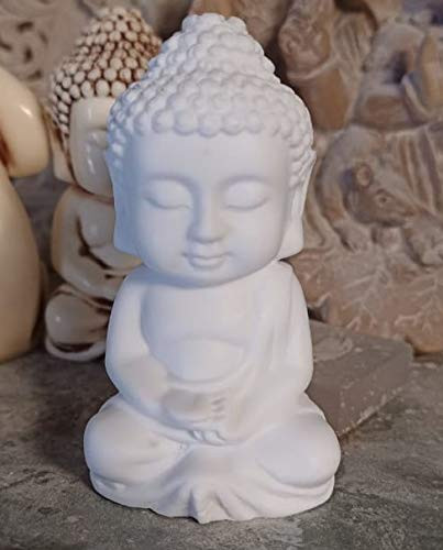 RK Collections 2 Mini Buddha Statue  Idol  Decorative Figurine in Pristine White Finish in Meditation Pose Small Serene Statue