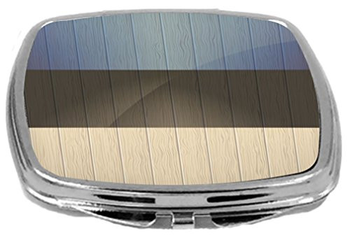 Rikki Knight Compact Mirror on Distressed Wood Design Estonia Flag 3 Ounce