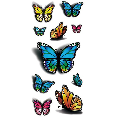TAFLY 3D Colorful Butterfly Body Art Temporary Tattoos Waterproof Sticker 5 Sheets