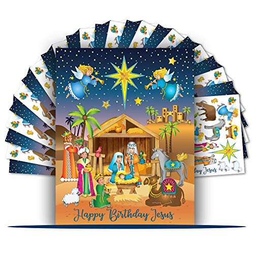 Colonel Pickles Novelties Nativity Stickers  12 Sticker Sheet Sets  Christmas Crafts for Kids