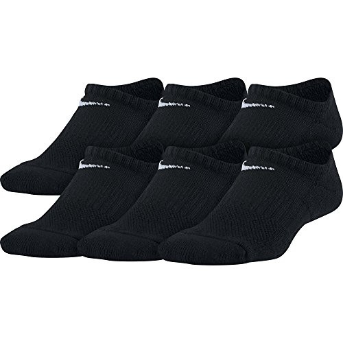 Nike Kids Everyday Cushioned NoShow Socks 6 Pair BlackWhite Small