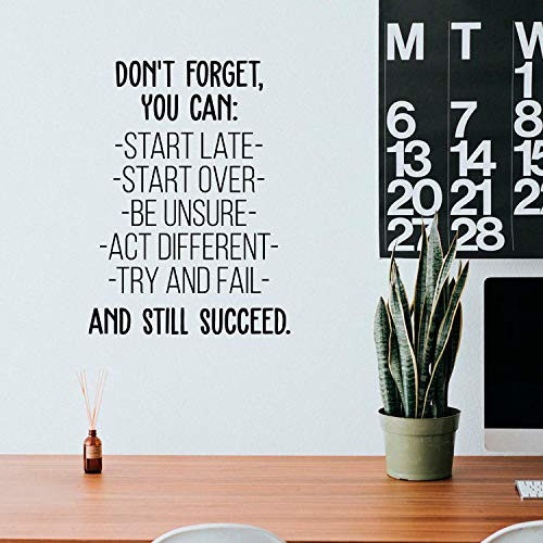 Vinyl Wall Art Decal  Dont Forget You Can  30 x 22  Modern Motivational Quote for Home Bedroom Office Workplace School Classroom Gym Decoration Sticker Black