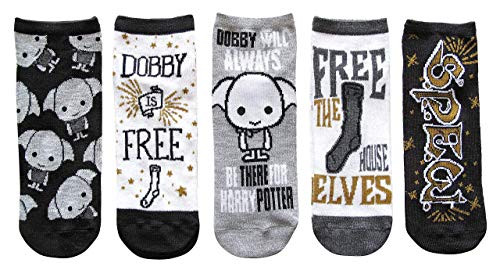 Harry Potter Dobby JuniorsWomens 5 Pack Ankle Socks Size 410