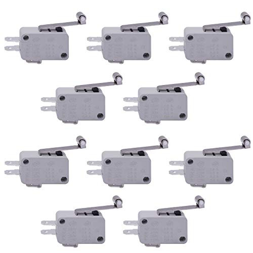 TWTADE  10pcs SPDT 1NO1NC Momentary Micro Switches Micro Limit Switch Metal Roller Lever Arm V1561C25 Snap Action for Arduino