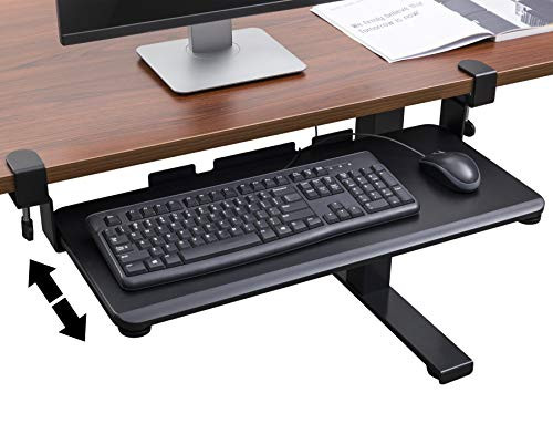 TechOrbits Keyboard Tray Under Desk  27 Clamp On Keyboard Drawer Computer Stand  Ergonomic Mouse  Keyboard Sliding Tray Computer Desk Extender