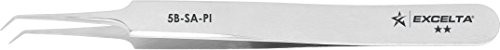 Excelta  5BSAPI  Tweezers  Ultra Fine Point  Bent  Two Star  AntiMag SS 006 Height 0375 Wide 425 Length