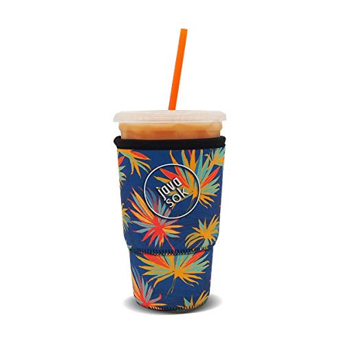 Java Sok Reusable Iced Coffee Cup Insulator Sleeve for Cold Beverages and Neoprene Holder for Starbucks Coffee McDonalds Dunkin Donuts More Classic Palms 3032oz Large