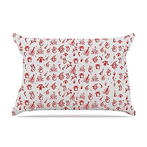 KESS InHouse Snap Studio Miniature Christmas Red Gray Pillow Sham 30 x 20