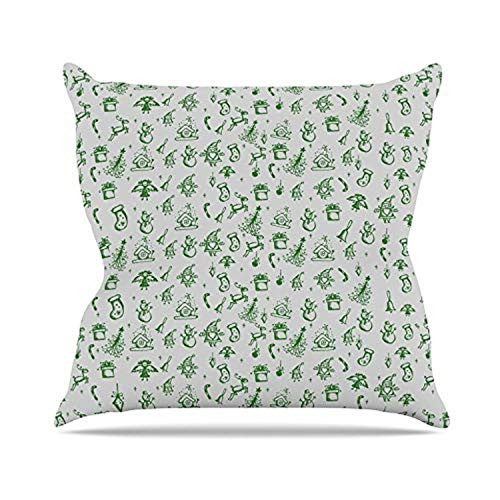 KESS InHouse Snap Studio Miniature Christmas Green Gray Throw Pillow 18 by 18Inch