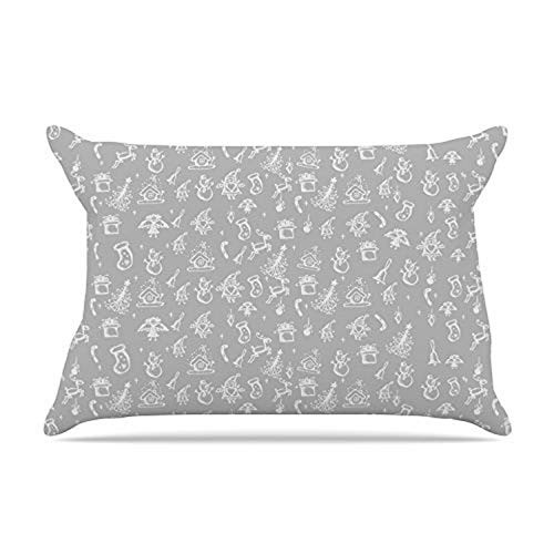 KESS InHouse Snap Studio Miniature Christmas Gray White Standard Pillow Case 30 by 20Inch