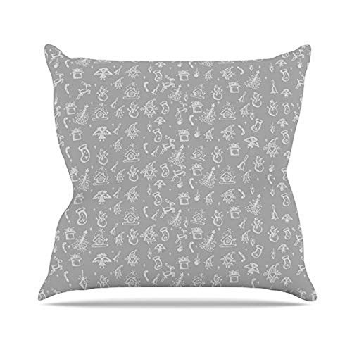KESS InHouse Snap Studio Miniature Christmas Gray White Throw Pillow 16 by 16Inch