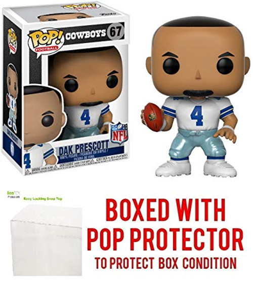 Dak Prescott Dallas Cowboys Home Jersey Pop # 67 Vinyl Figure Bundled with EcoTEK Pop Shield Protector Dak Prescott Dallas Cowboys Home Jersey Pop # 67 Vinyl Figure Bundled with EcoTEK Pop Shield Protector
