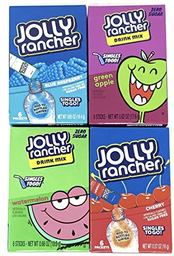 Jolly Rancher Drink Mix Singles To Go Variety Pack of 4 Flavors 1 of each flavor Total of 4