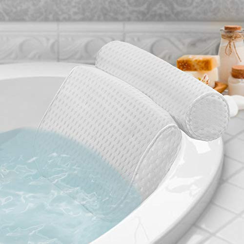 Bath Pillow Bathtub Spa Pillow with 4D Air Mesh and 7 Suction Cups NonSlip and Waterproof Spa Back Cushion for Head Back and Neck Support