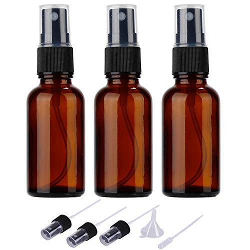 Niuta 2oz Amber Glass Spray Bottles for Essential Oils Small Empty Spray Bottle Fine Mist Spray Set of 3