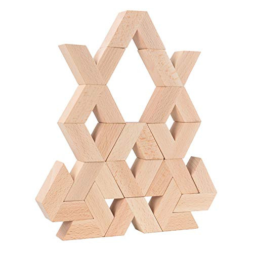 BabyWants Wooden VShape Building Blocks Solid Wood Stacking Toy Early Learning Construction Game for Kids