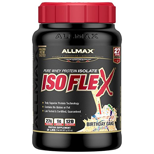 ALLMAX Nutrition ISOFLEX 100 UltraPure Whey Protein Isolate Birthday Cake 2 Pound ALLMAX Nutrition ISOFLEX 100 UltraPure Whey Protein Isolate Birthday Cake 2 Pound