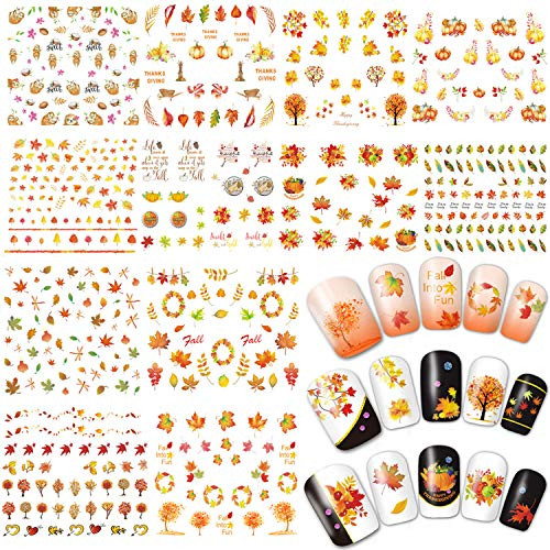 Whaline Fall Nail Art Tattoo Stickers Maple Leaves Water Transfer Decals SelfAdhesive Stickers Harvest Pumpkin for Women Girls Kids DIY Autumn Thanksgiving Day 12 Sheets Whaline Fall Nail Art Tattoo Stickers Maple Leaves Water Transfer Decals SelfAdhesive Stickers Harvest Pumpkin for Women Girls Kids DIY Autumn Thanksgiving Day 12 Sheets