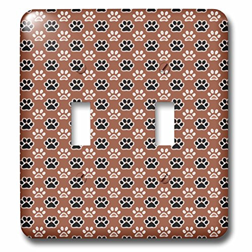 3dRose LSP_168461_2 Cute Brown & Black Paw Prints Pattern Toggle Switch, Multicolor