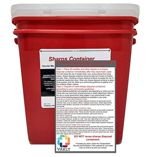 Sharps Container 2 Gallon Plus Vakly Biohazard Disposal Guide 2 Pack Sharps Container 2 Gallon Plus Vakly Biohazard Disposal Guide 2 Pack