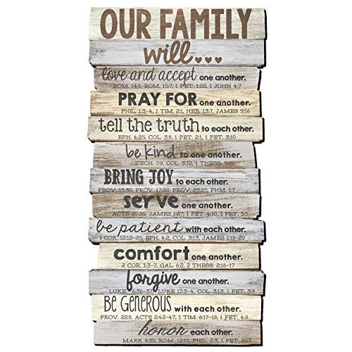 Lighthouse Christian Products Our Family Will Love One Another Rustic Stacked Pallet 85 x 165 Wood Wall Plaque
