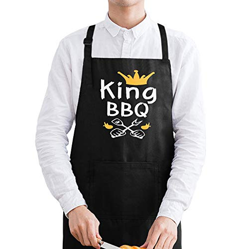 Cooking Apron for Father,Gift for Daddy,Chef Apron for Men,Funny BBQ Apron with Pocket,XXL Size Kitchen Apron Gift for Dad,King BBQ
