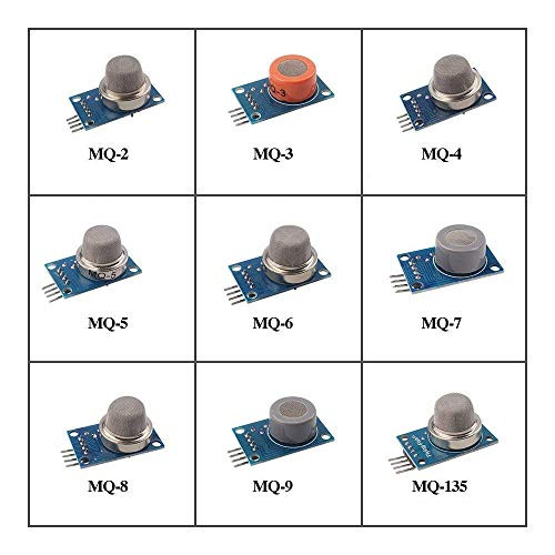 Eiechip9PCSLot Gas Detection Sensor Module MQ2 MQ3 MQ4 MQ5 MQ6 MQ7 MQ8 MQ9 MQ135 Sensor Module Gas Sensor Starter Kit