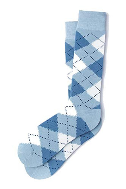 Mens Hipster Designer Argyle Design Luxury Crew Dress Socks Light Baby Blue