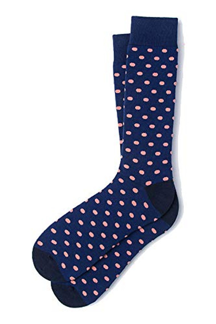 Mens Hipster Designer Power Polka Dot Design Luxury Crew Dress Socks Blue  Coral