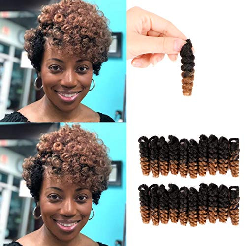 MIMAN 5 Packs 10 Inch Short Crochet Braiding Carrie Bounce Curl Crochet hair for Women Synthetic Braiding Hair Black to Blonde #1B27