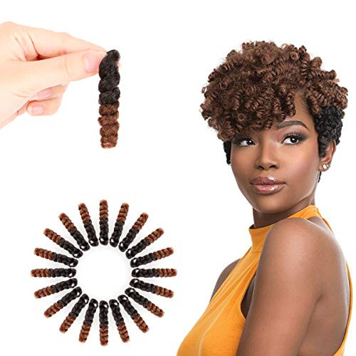 Miman 5 Packs 10 Inch Short Crochet Braiding Carrie Bounce Curl Crochet Hair for Women Synthetic Braiding Hair Black to Brown#1B30