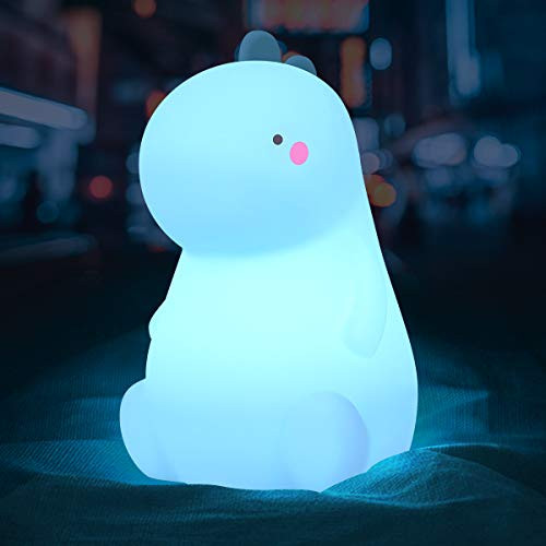 Dinosaur Night Light for Kids Cute Color Changing Silicone Baby Night Light with Touch Sensor Portable  Rechargeable LED Bedside Nursery Lamp for Toddlers Room Dinosaur Gifts for Boys Girls