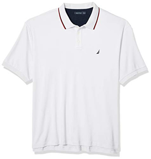 Nautica Mens Big Classic Fit Short Sleeve Solid Tipped Collar Soft Polo Shirt Bright White 4XLT Tall