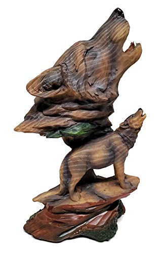SLIFKA Wolf Decor Carved Wood Look Figurine Bust 9inches