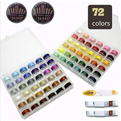 72Pcs Bobbins and Sewing Thread with Box for Brother Singer Babylock Janome Etc Bobbins Set for Embroidery Thread Sewing Thread Machine DIY with Needle Box Scissors Tape Measure 72Pcs Bobbins and Sewing Thread with Box for Brother Singer Babylock Janome Etc Bobbins Set for Embroidery Thread Sewing Thread Machine DIY with Needle Box Scissors Tape Measure
