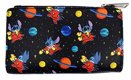 Loungefly x Disney Stitch in Space AlloverPrint Flap Wallet Black Multi One Size