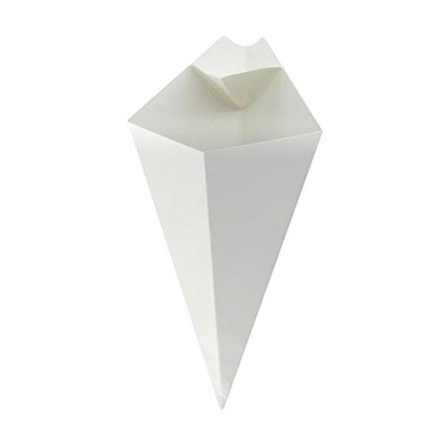 Eco Friendly Paper Cones With Build In Sauce Cup  Finger Food Fries And Dip Sauce Snack Holder  25 pack  14oz White