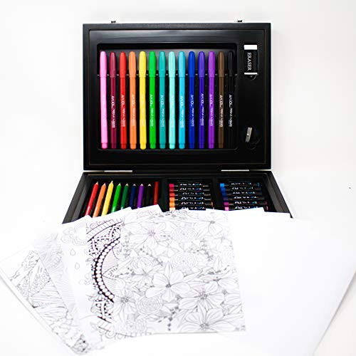 Art 101 58 Piece Art Set in a Colorable Wood Carrying Case
