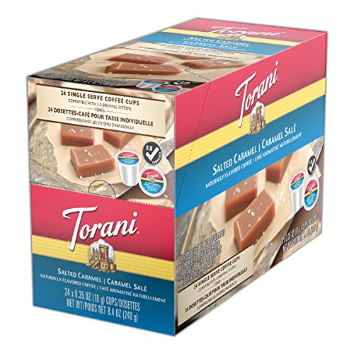 Torani Salted Caramel Flavored Coffee, Single Serve Cups for Keurig K Cups Brewer, 24 Count
